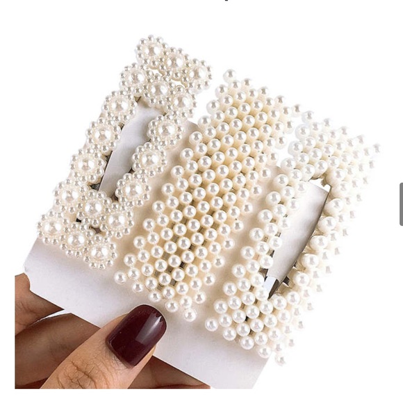 3 Pieces Pearl Hair Clips | Barrettes Headwear - Picture 2 of 6